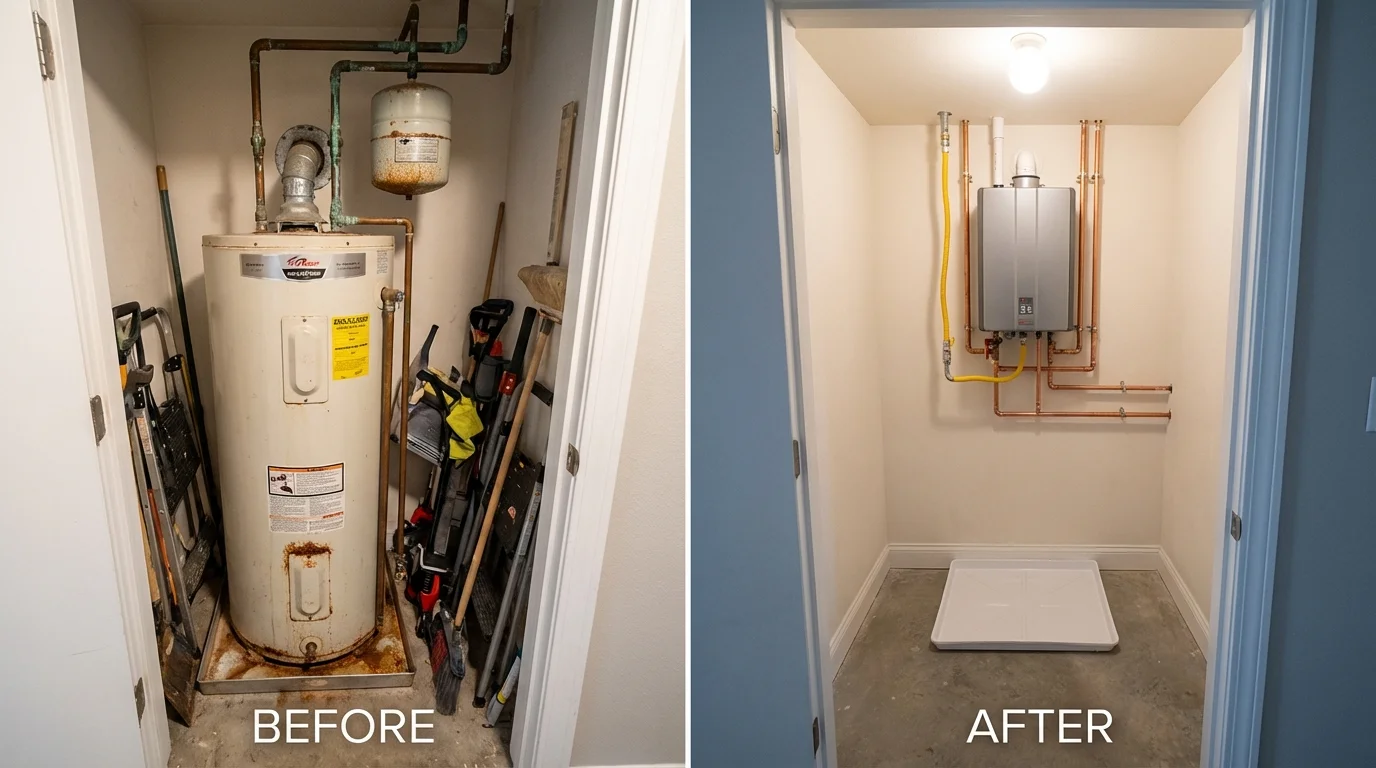 Tank water heater versus wall-mounted tankless unit comparison for Hyde Park, VT homeowners